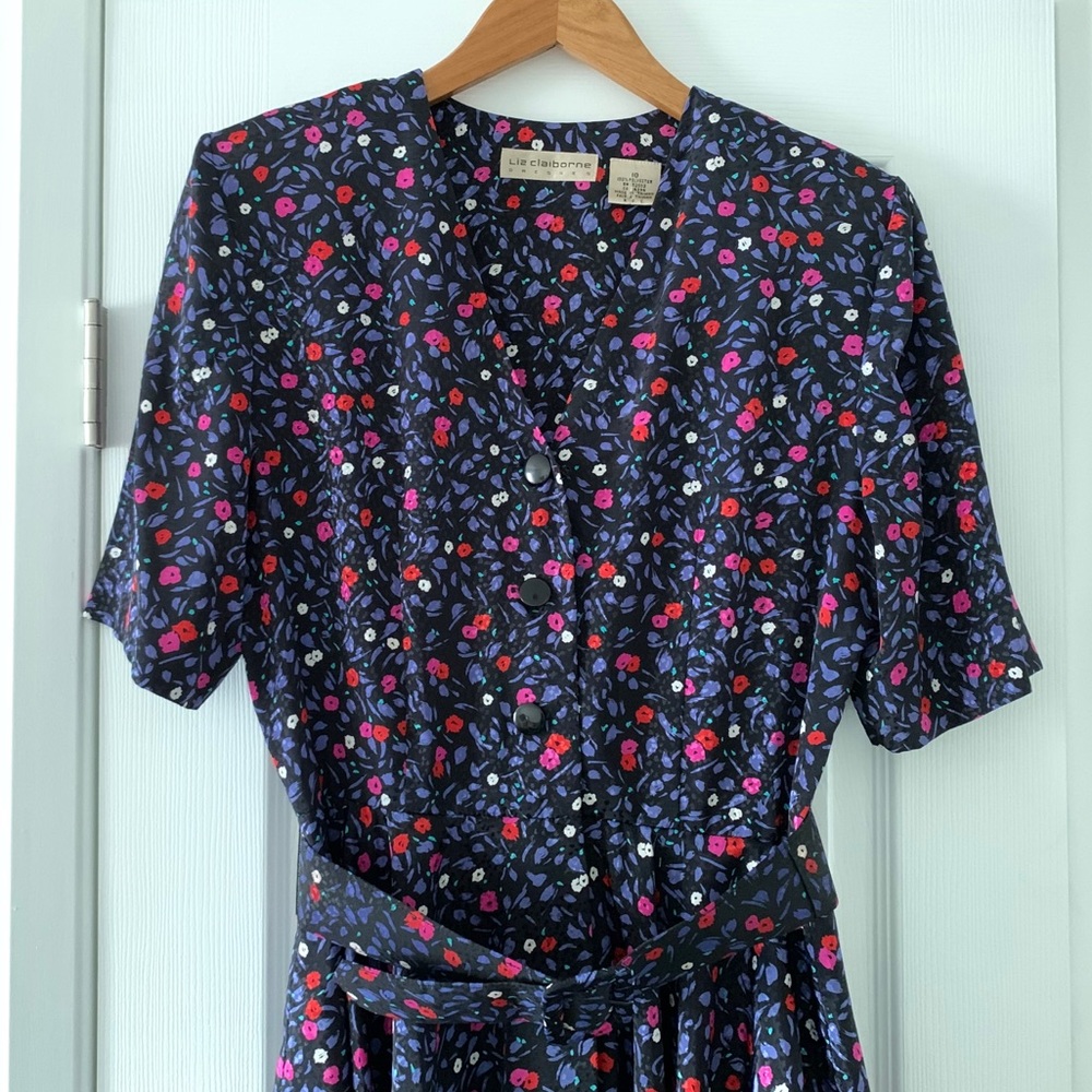Vintage Liz Claiborne Floral Belted Peplum Dress